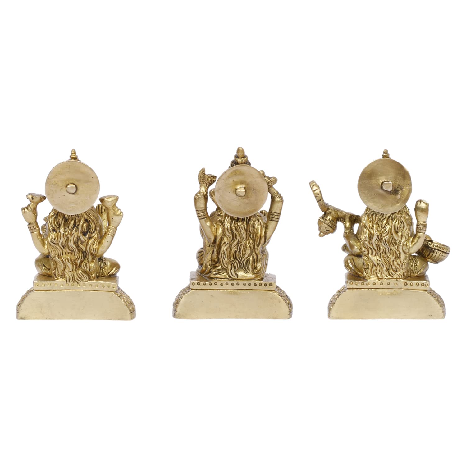 Kartique Brass Laxmi Saraswati Ganesh Metal Statue Of Bhagwan Idol Ganpati Murti For Home Office Success Entrance Decor Pooja Gi